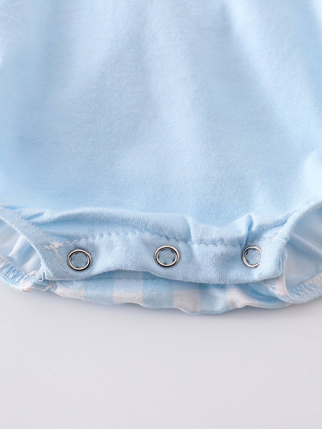 Blue Stripe Rabbit Applique Boy Romper