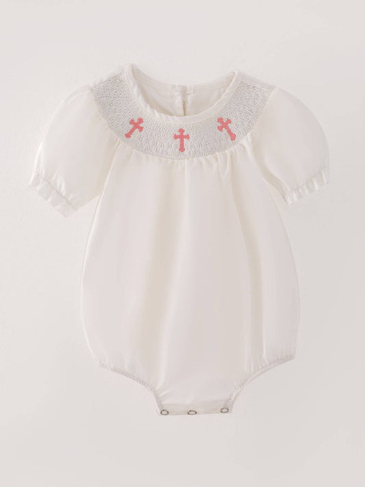 White Cross Girls Romper