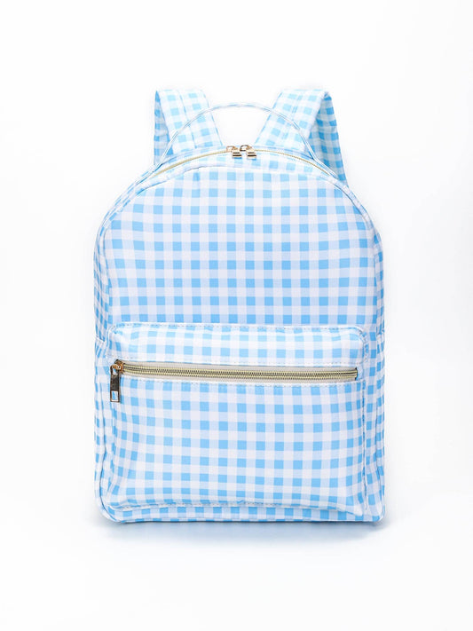 Sky Blue Plaid Backpack