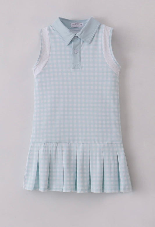 Girl Blue active gingham dress set