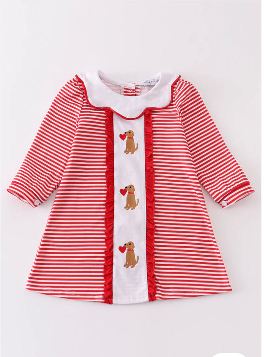 Girls Valentine Puppy Dog Dress