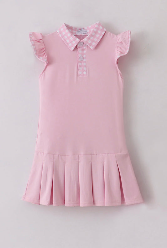 Girl pink active ruffle dress set