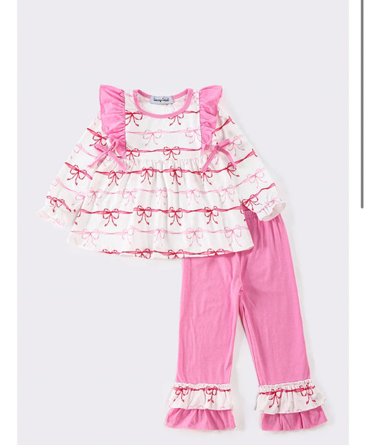 Girls Stripe Bow Set