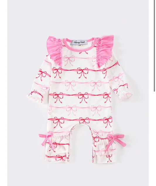 Girls Stripe Bow Romper