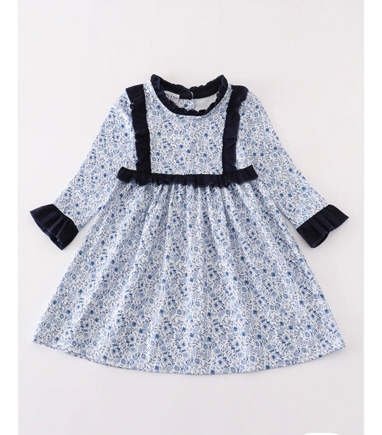 Girls Blue Floral Dress