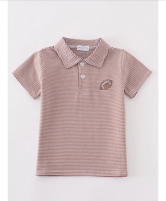 Boys Khaki Stripe Football Polo