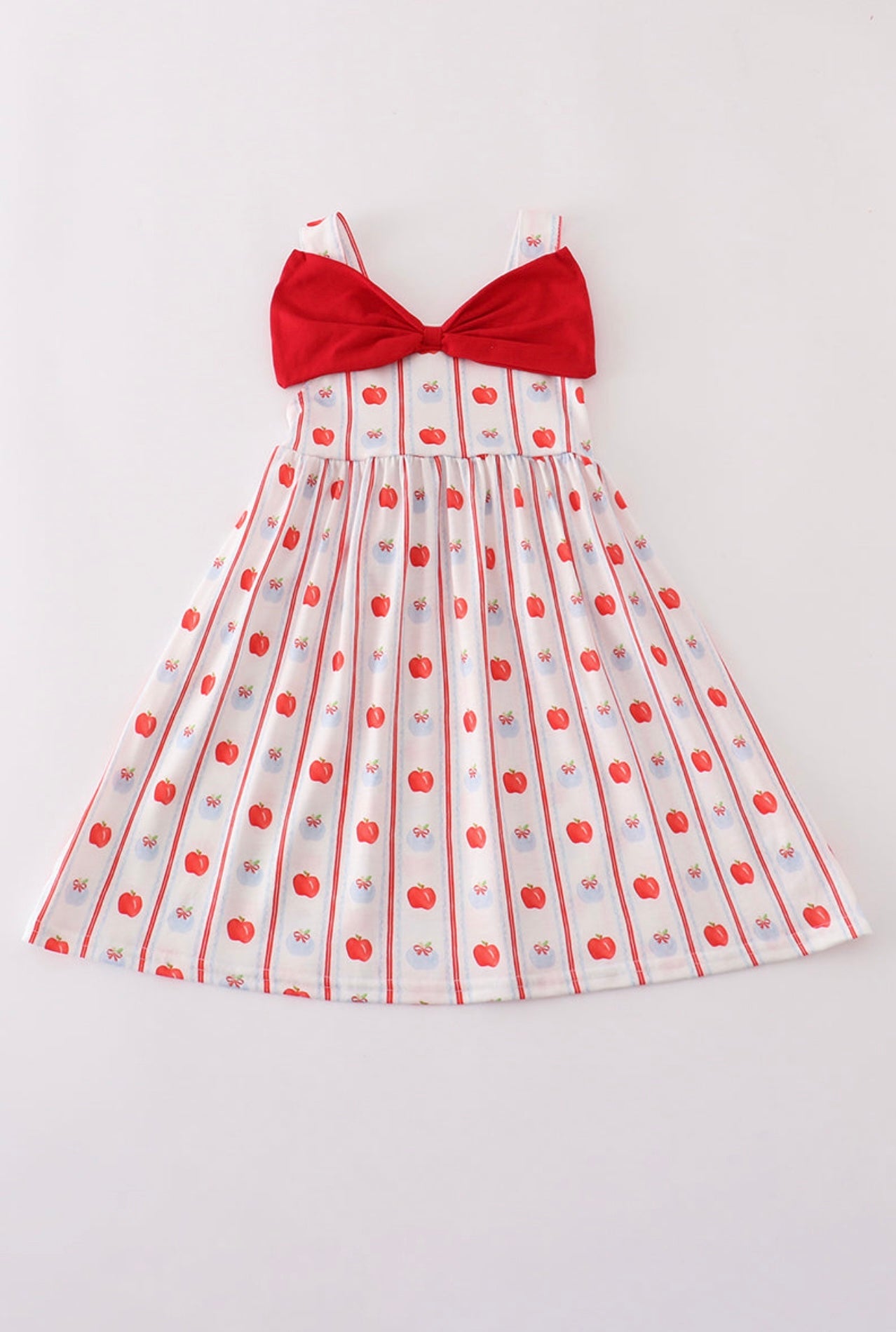 Girl red apple bow dress