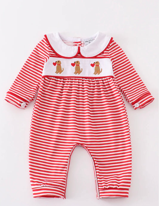 Boys Valentine Puppy Romper