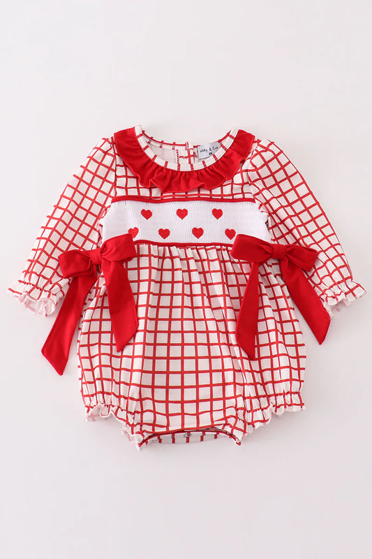 Girls Valentines Smocked Heart Bubble