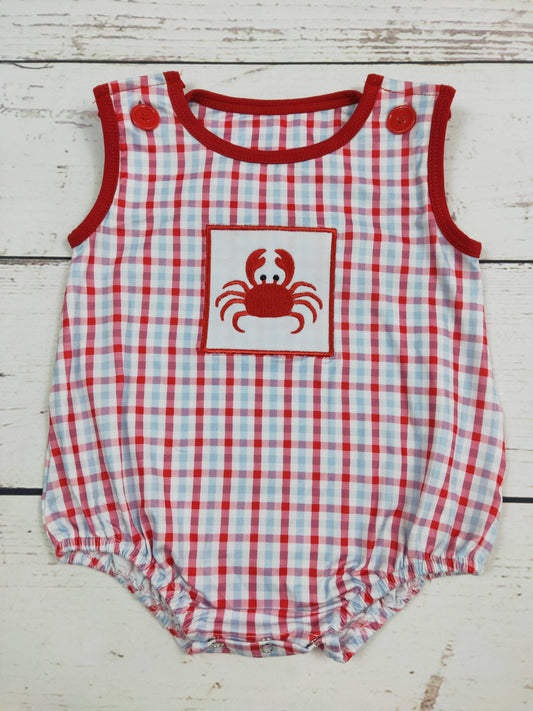 Crab Appliqué Baby Boy Bubble