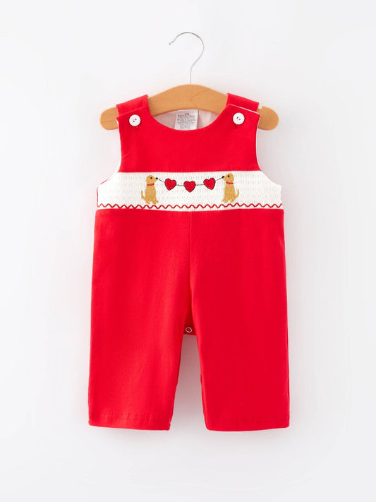 Valentine's Day Dog Heart Boys Romper