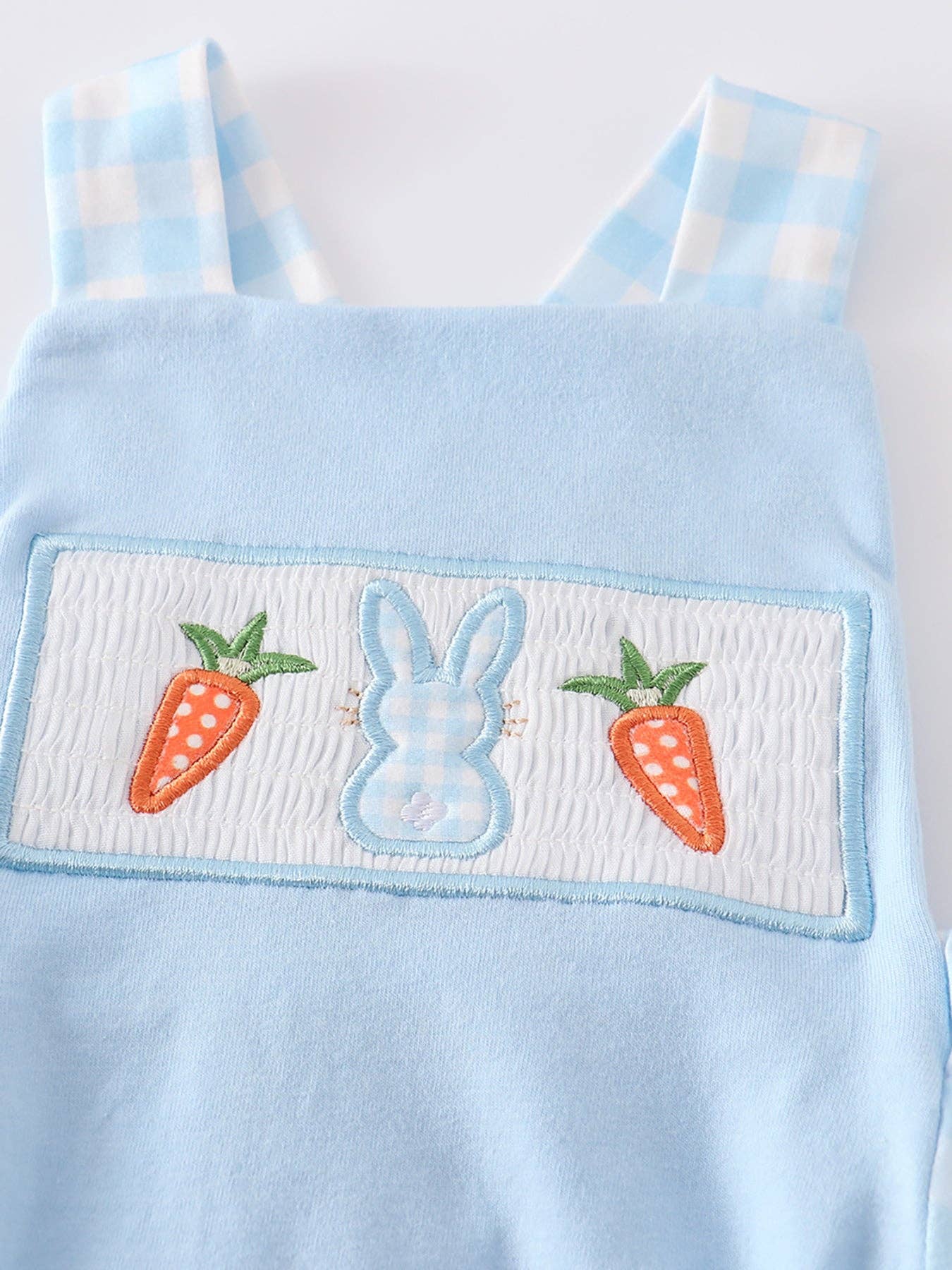 Blue Stripe Rabbit Applique Boy Romper