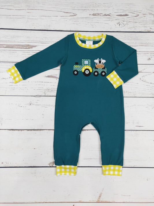 Cow Appliqué Boy Romper: